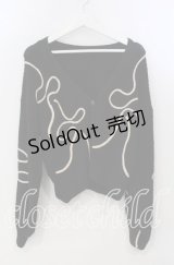 axes femme / リボンテープ風刺繍ニットカーディガン F クロ O-25-11-28-083-AX-TO-OW-OS