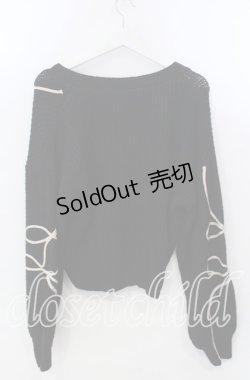 画像2: axes femme / リボンテープ風刺繍ニットカーディガン F クロ O-25-11-28-083-AX-TO-OW-OS