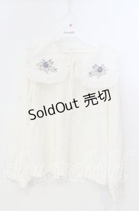 axes femme / パンジー刺繍BIG襟ブラウス M キナリ O-25-11-28-084-AX-BL-OW-ZT132