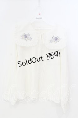 画像1: axes femme / パンジー刺繍BIG襟ブラウス M キナリ O-25-11-28-084-AX-BL-OW-ZT132