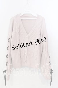 axes femme / レースアップニットカーディガン F ピンク O-25-11-28-087-AX-TO-OW-ZT1130R