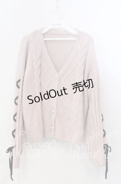 画像1: axes femme / レースアップニットカーディガン F ピンク O-25-11-28-087-AX-TO-OW-ZT1130R