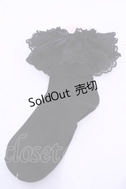 画像1: metamorphose / ラッセルレースクルーソックス  クロ O-25-11-28-1001-ME-ZA-OW-OS