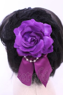 画像2: ATELIER PIERROT / 薔薇レースカチューシャ  ブラック×パープル O-25-11-28-1048-EL-TO-OW-OS