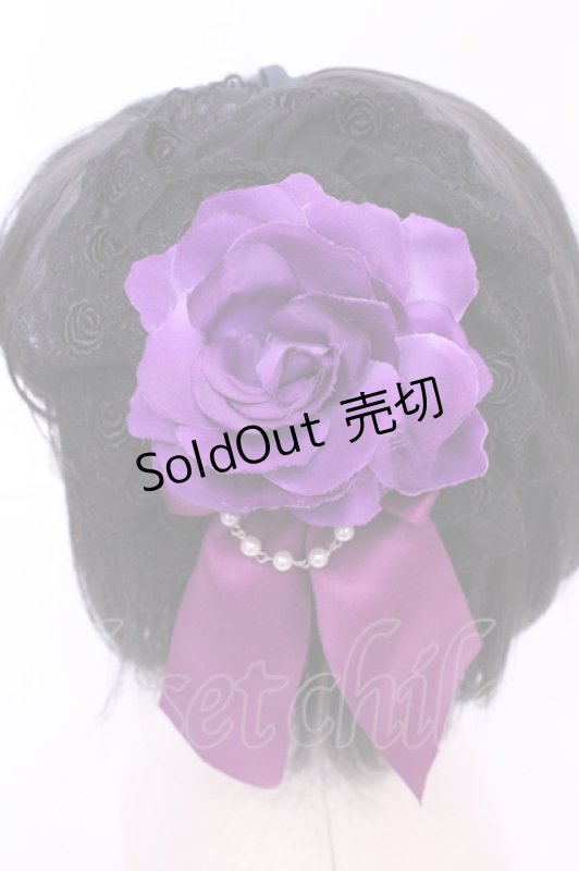 画像2: ATELIER PIERROT / 薔薇レースカチューシャ  ブラック×パープル O-25-11-28-1048-EL-TO-OW-OS (2)