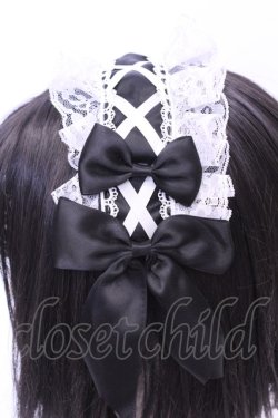 画像2: LOLITAその他 / レースアップヘッドドレス  クロ×シロ O-25-11-28-1049-LO-AC-OW-OS