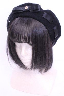 画像1: m petit by misako / AM*NIカメオベレー  クロ O-25-11-28-1090-LO-AC-IG-OS