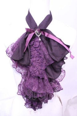 画像1: MARBLE / アンティークブローチ付きゴシック調レースタイ  パープル O-25-11-28-1008-GO-ZA-OW-OS