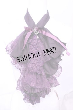 画像1: MARBLE / アンティークブローチ付きゴシック調レースタイ  パープル O-25-11-28-1008-GO-ZA-OW-OS