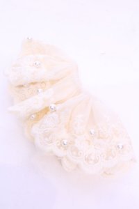 axes femme / パール付きレースシュシュ  キナリ O-25-11-28-1021-AX-AC-OW-OS