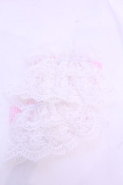 画像2: Chalmiere / チェックリボンお袖留め  シロ×ピンク O-25-11-28-1022-LO-ZA-OW-OS