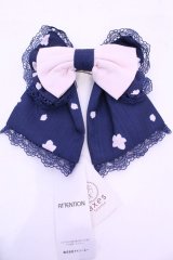 axes femme kawaii / 桜柄リボンバレッタ  ネイビー×ピンク O-25-11-28-1038-AX-AC-IG-OS