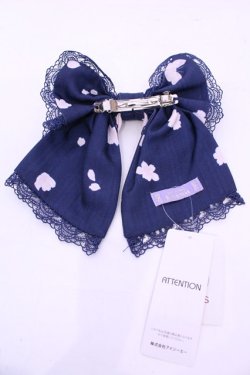 画像2: axes femme kawaii / 桜柄リボンバレッタ  ネイビー×ピンク O-25-11-28-1038-AX-AC-IG-OS
