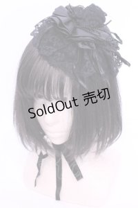 MARBLE / ゴシック調デコレーションバラボンネット（ヘッドドレス）  ブラック O-25-11-28-1039-GO-AC-OW-OS