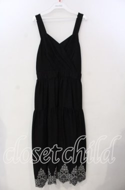 画像1: axes femme POETIQUE / 裾刺繍ワンピース M クロ O-25-11-28-092-AX-OP-OW-ZT1130R