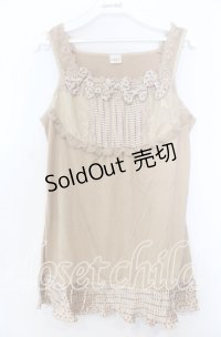 axes femme / ドットリボンタンクトップ  マスタード O-25-11-28-011-AX-TO-IG-OS