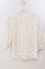 axes femme / 総レースボリューム袖ブラウス M シロ O-25-11-28-099-AX-BL-OW-ZT010