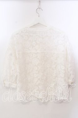 画像2: axes femme / 総レースボリューム袖ブラウス M シロ O-25-11-28-099-AX-BL-OW-OS