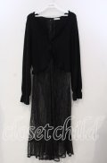 axes femme / レース重ねロングカーディガン M クロ O-25-11-28-100-AX-TO-OW-ZT1130R