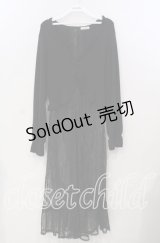 axes femme / レース重ねロングカーディガン M クロ O-25-11-28-100-AX-TO-OW-ZT127