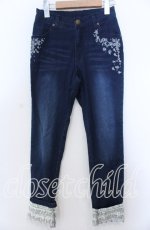 画像1: 【SALE】axes femme / 薔薇刺繍パンツ Ｓ インディゴ O-25-11-28-013-AX-PA-IG-ZT502 (1)