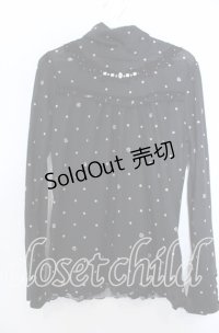 axes femme / ドット柄ハイネックカットソー  クロ O-25-11-28-014-AX-TO-IG-OS