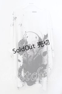 NieR Clothing /ACK ROSE OVERSIZE CUTSEW 【SILVER LOGO】カットソー  ホワイト×ブラック O-25-11-28-002-PU-TO-IG-OS