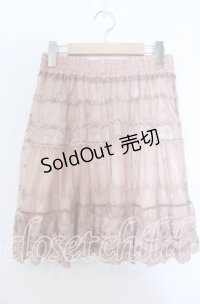axes femme / ドット刺繍チュールスカート  ピンクベージュ O-25-11-28-017-AX-SK-IG-OS