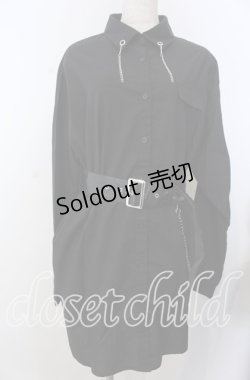 画像1: Jamieエーエヌケー / ベルト付きシャツワンピース  クロ O-25-11-28-022-LO-OP-IG-ZT1130U