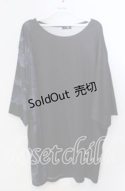 画像1: NieR Clothing / DARK ROSE FANTASIA OVER SIZE CUTSEW  ブラック×パープル O-25-11-28-003-PU-TO-IG-OS