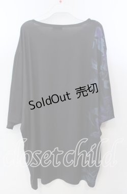 画像2: NieR Clothing / DARK ROSE FANTASIA OVER SIZE CUTSEW  ブラック×パープル O-25-11-28-003-PU-TO-IG-OS