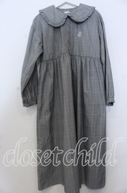 画像1: merry jenny / チェックbear刺繍ワンピース F グレー O-25-11-28-029-LO-OP-YM-ZT478