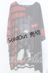 NieR Clothing / MASCOT オーバーサイズカットソー  ブラック×レッド O-25-11-28-004-PU-TO-IG-ZT457