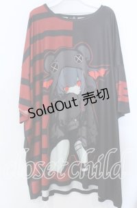 NieR Clothing / MASCOT オーバーサイズカットソー  ブラック×レッド O-25-11-28-004-PU-TO-IG-ZT457