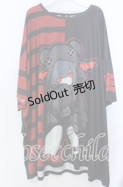 画像1: NieR CLOTHING / MASCOT オーバーサイズカットソー  ブラック×レッド O-25-11-28-004-PU-TO-IG-ZT457