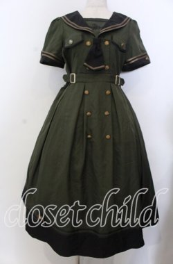 画像1: Amavel / Guardianセーラーミリタリーミドル丈ワンピース F カーキグリーン O-25-11-28-041-CA-OP-OW-OS