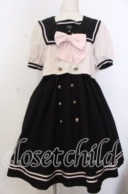 画像1: Amavel / カラフルセットアップ風セーラーワンピース  クロ×ピンク O-25-11-28-042-CA-OP-OW-OS