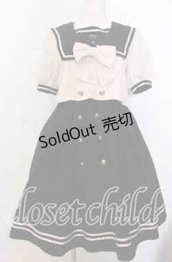 画像1: Amavel / カラフルセットアップ風セーラーワンピース  クロ×ピンク O-25-11-28-042-CA-OP-OW-ZT502