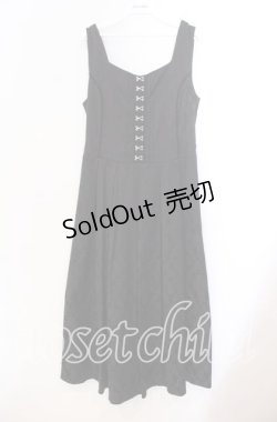 画像1: axes femme / コルセット風ジャカードジャンパースカート F クロ O-25-11-29-001-AX-OP-OW-OS