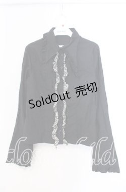 画像1: PEACE NOW / ストライプフリルブラウス Ｍ ブラック O-25-11-29-004-PU-BL-IG-OS