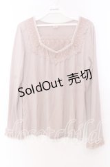 axes femme / 袖ティアードレースカットソー Ｍ ピンクベージュ O-25-11-29-035-AX-TO-IG-OS