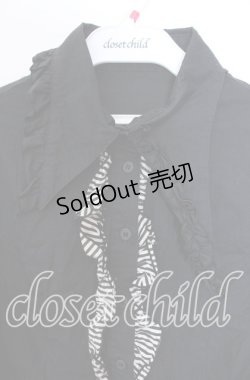 画像2: PEACE NOW / ストライプフリルブラウス Ｍ ブラック O-25-11-29-004-PU-BL-IG-OS