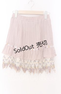 画像1: axes femme / フラワー編み切り替えスカート  ピンクベージュ O-25-11-29-039-AX-SK-IG-OS