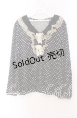 axes femme / リボンレースドットカットソー  クロ×ベージュ O-25-11-29-041-AX-TO-IG-OS