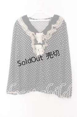 画像1: axes femme / リボンレースドットカットソー  クロ×ベージュ O-25-11-29-041-AX-TO-IG-OS