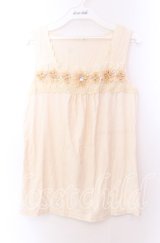 axes femme / お花モチーフタンク Ｍ アイボリー O-25-11-29-043-AX-TO-IG-ZT315