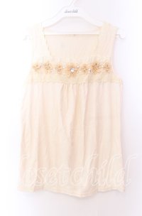 axes femme / お花モチーフタンク Ｍ アイボリー O-25-11-29-043-AX-TO-IG-ZT315