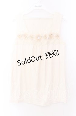 画像1: 【SALE】axes femme / お花モチーフタンク Ｍ アイボリー O-25-11-29-043-AX-TO-IG-ZT315