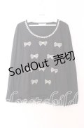 axes femme / チュールリボンアップリケカットソー Ｍ クロ O-25-11-29-044-AX-TO-IG-OS