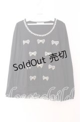 axes femme / チュールリボンアップリケカットソー Ｍ クロ O-25-11-29-044-AX-TO-IG-OS